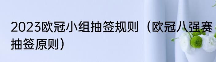 2023欧冠小组抽签规则（欧冠八强赛抽签原则）