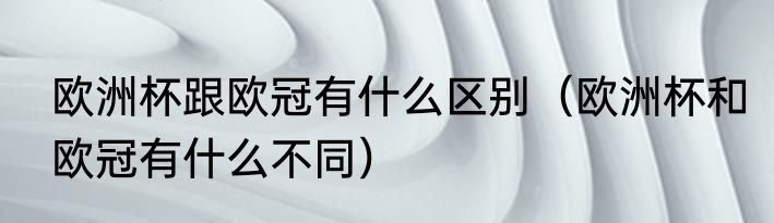 欧洲杯跟欧冠有什么区别（欧洲杯和欧冠有什么不同）