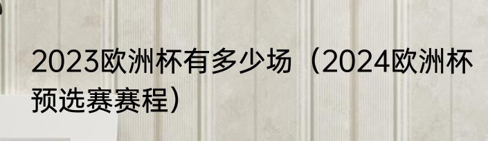 2023欧洲杯有多少场（2024欧洲杯预选赛赛程）