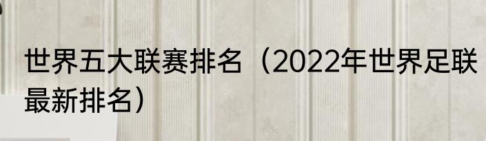 世界五大联赛排名（2022年世界足联最新排名）