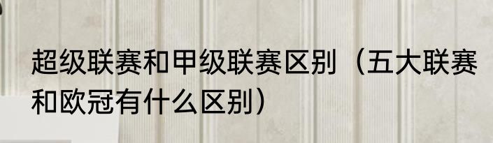 超级联赛和甲级联赛区别（五大联赛和欧冠有什么区别）