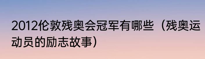 2012伦敦残奥会冠军有哪些（残奥运动员的励志故事）