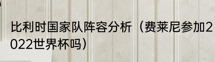 比利时国家队阵容分析（费莱尼参加2022世界杯吗）