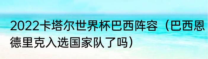 2022卡塔尔世界杯巴西阵容（巴西恩德里克入选国家队了吗）