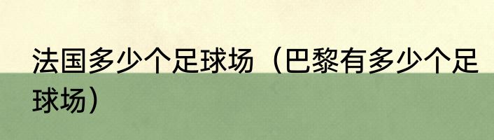法国多少个足球场（巴黎有多少个足球场）