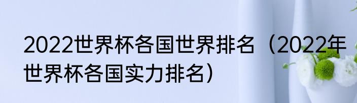 2022世界杯各国世界排名（2022年世界杯各国实力排名）