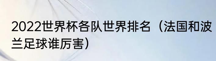 2022世界杯各队世界排名（法国和波兰足球谁厉害）