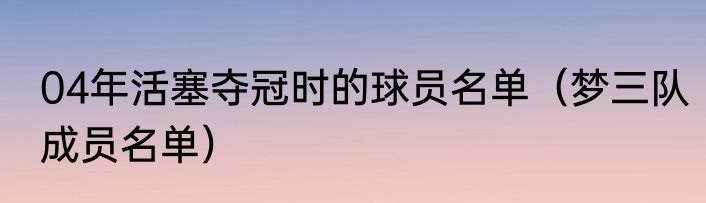 04年活塞夺冠时的球员名单（梦三队成员名单）