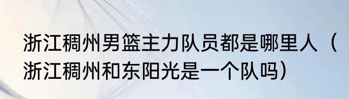 浙江稠州男篮主力队员都是哪里人（浙江稠州和东阳光是一个队吗）