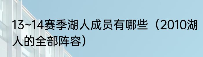 13~14赛季湖人成员有哪些（2010湖人的全部阵容）