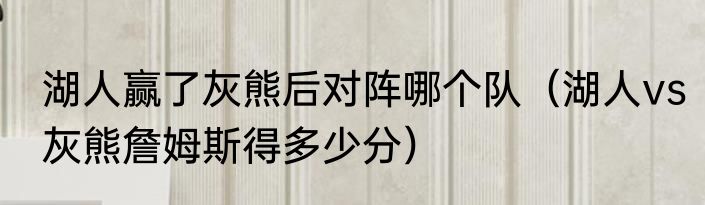 湖人赢了灰熊后对阵哪个队（湖人vs灰熊詹姆斯得多少分）