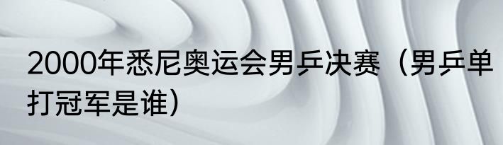 2000年悉尼奥运会男乒决赛（男乒单打冠军是谁）
