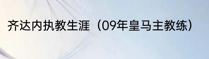 齐达内执教生涯（09年皇马主教练）