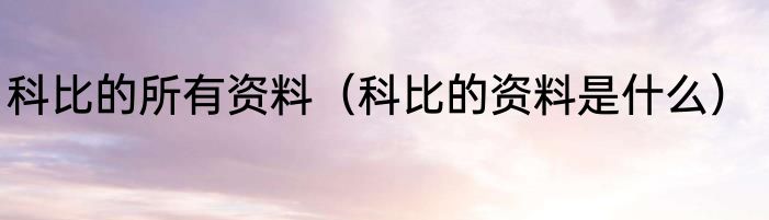 科比的所有资料（科比的资料是什么）