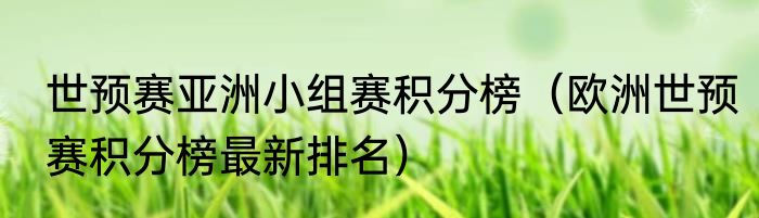 世预赛亚洲小组赛积分榜（欧洲世预赛积分榜最新排名）