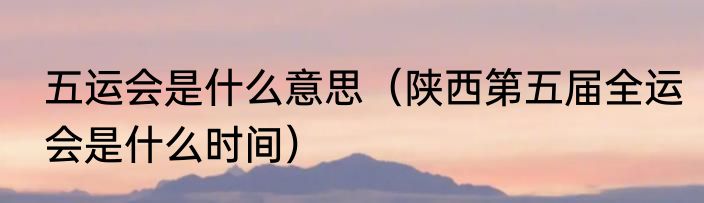 五运会是什么意思（陕西第五届全运会是什么时间）