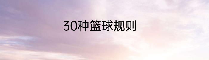 30种篮球规则
