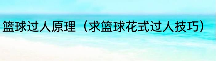 篮球过人原理（求篮球花式过人技巧）