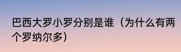 巴西大罗小罗分别是谁（为什么有两个罗纳尔多）