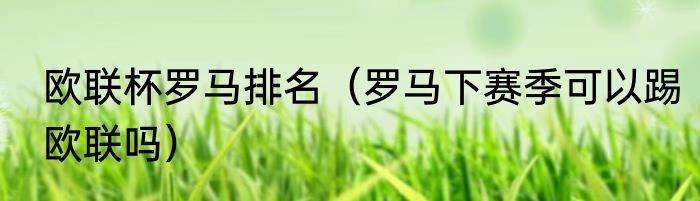 欧联杯罗马排名（罗马下赛季可以踢欧联吗）