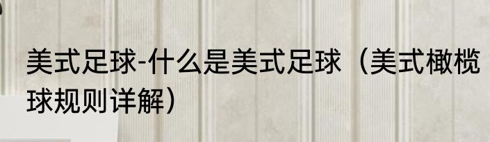 美式足球-什么是美式足球（美式橄榄球规则详解）