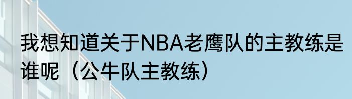 我想知道关于NBA老鹰队的主教练是谁呢（公牛队主教练）