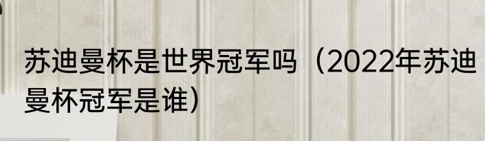 苏迪曼杯是世界冠军吗（2022年苏迪曼杯冠军是谁）