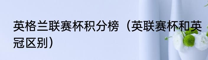 英格兰联赛杯积分榜（英联赛杯和英冠区别）