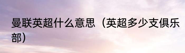 曼联英超什么意思（英超多少支俱乐部）