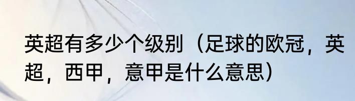 英超有多少个级别（足球的欧冠，英超，西甲，意甲是什么意思）