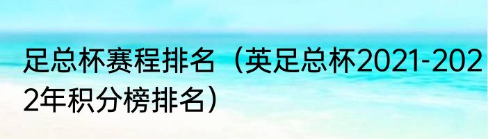 足总杯赛程排名（英足总杯2021-2022年积分榜排名）