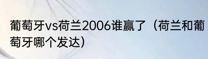 葡萄牙vs荷兰2006谁赢了（荷兰和葡萄牙哪个发达）