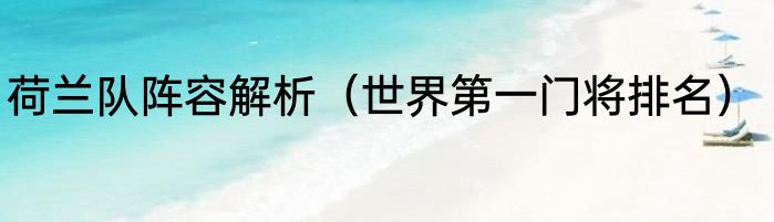 荷兰队阵容解析（世界第一门将排名）