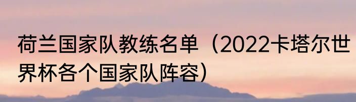 荷兰国家队教练名单（2022卡塔尔世界杯各个国家队阵容）