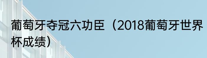 葡萄牙夺冠六功臣（2018葡萄牙世界杯成绩）