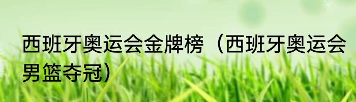 西班牙奥运会金牌榜（西班牙奥运会男篮夺冠）