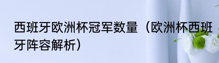 西班牙欧洲杯冠军数量（欧洲杯西班牙阵容解析）