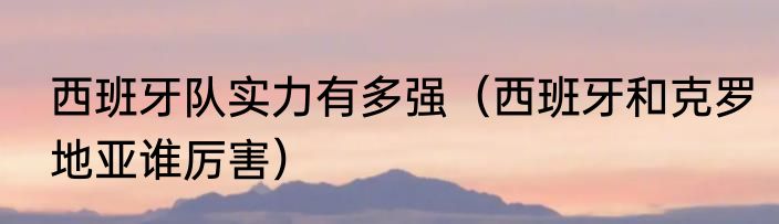 西班牙队实力有多强（西班牙和克罗地亚谁厉害）