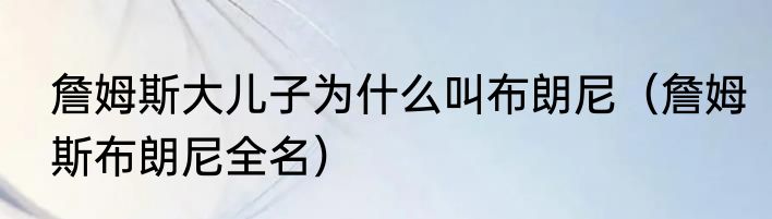 詹姆斯大儿子为什么叫布朗尼（詹姆斯布朗尼全名）