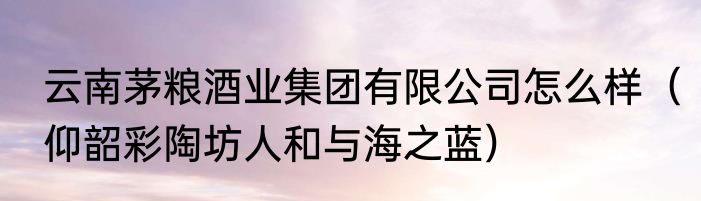 云南茅粮酒业集团有限公司怎么样（仰韶彩陶坊人和与海之蓝）