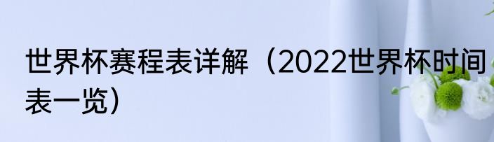世界杯赛程表详解（2022世界杯时间表一览）