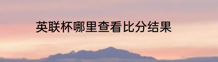 英联杯哪里查看比分结果