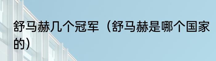舒马赫几个冠军（舒马赫是哪个国家的）