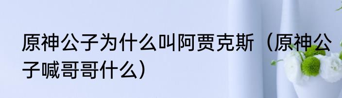 原神公子为什么叫阿贾克斯（原神公子喊哥哥什么）