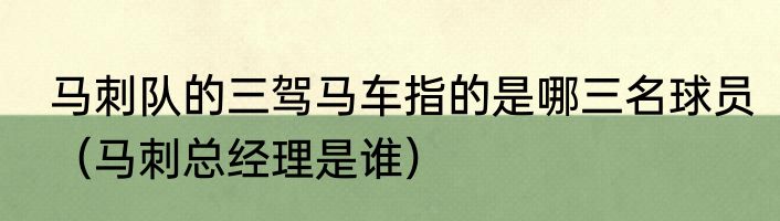 马刺队的三驾马车指的是哪三名球员（马刺总经理是谁）