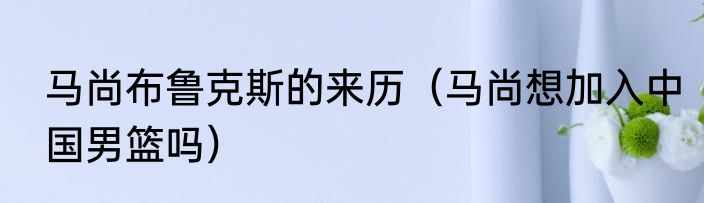 马尚布鲁克斯的来历（马尚想加入中国男篮吗）