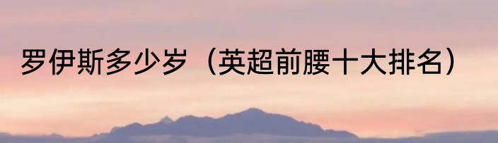 罗伊斯多少岁（英超前腰十大排名）