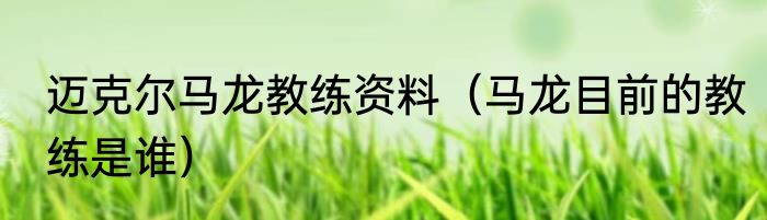 迈克尔马龙教练资料（马龙目前的教练是谁）