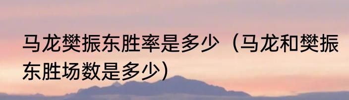 马龙樊振东胜率是多少（马龙和樊振东胜场数是多少）