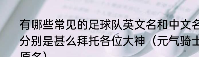有哪些常见的足球队英文名和中文名分别是甚么拜托各位大神（元气骑士原名）